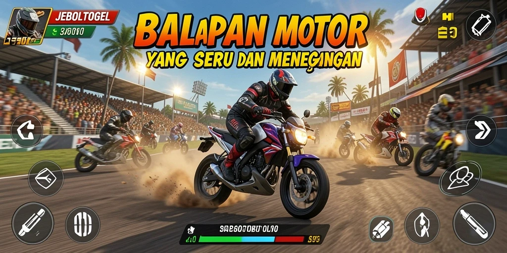 Tampilan gameplay JEBOLTOGEL yang seru dan mendebarkan saat balapan.