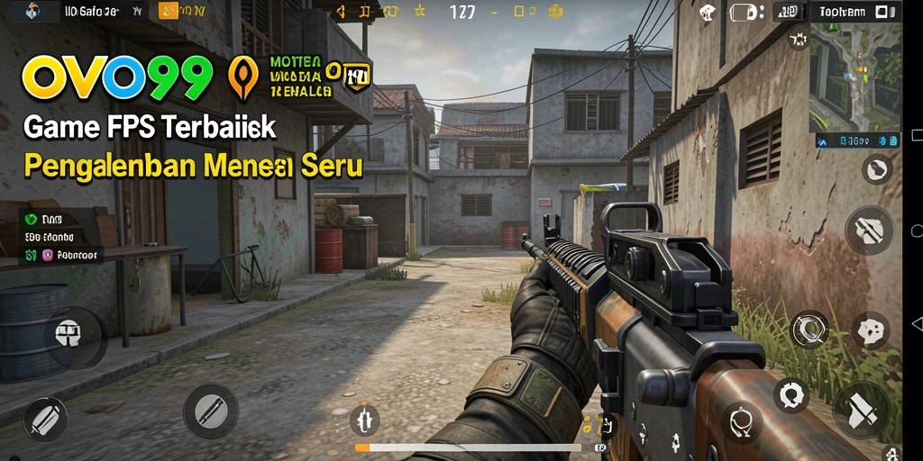 Tampilan gameplay menegangkan di OVO99 dengan aksi tembak-menembak yang seru.