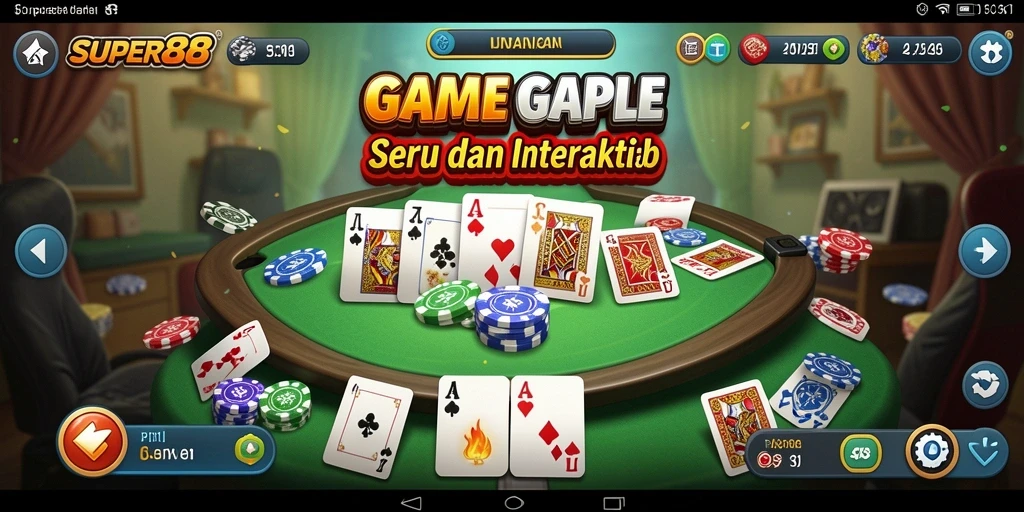 Tampilan gameplay menyenangkan dalam permainan Gaple SUPER88.