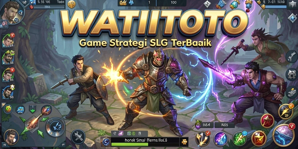 Tangkapan layar gameplay yang menunjukkan strategi dan pertarungan di WATITOTO.